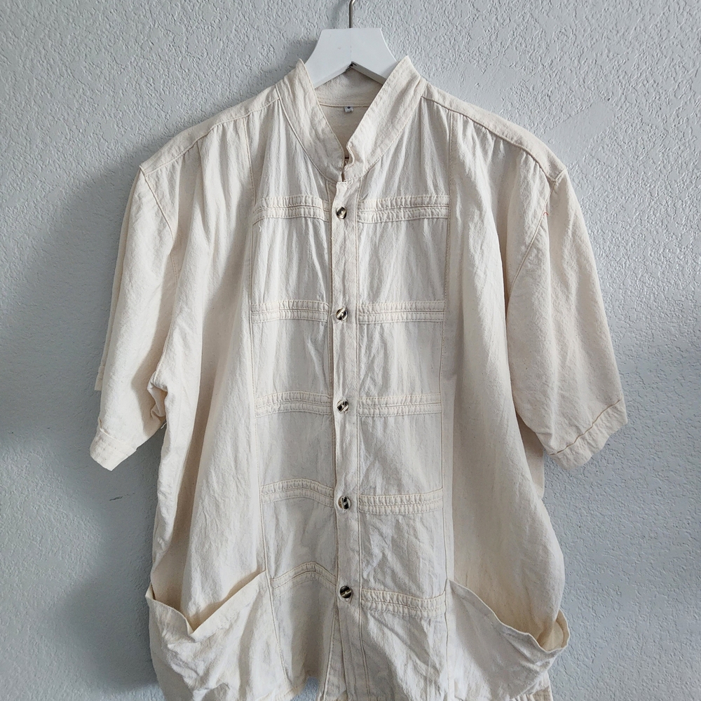 Men's Cream Button-Up Jacket